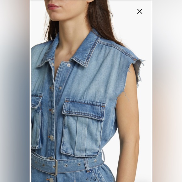 NWT BLANKNYC Sleeveless Denim Cargo Jumpsuit Size Small - Picture 4 of 9